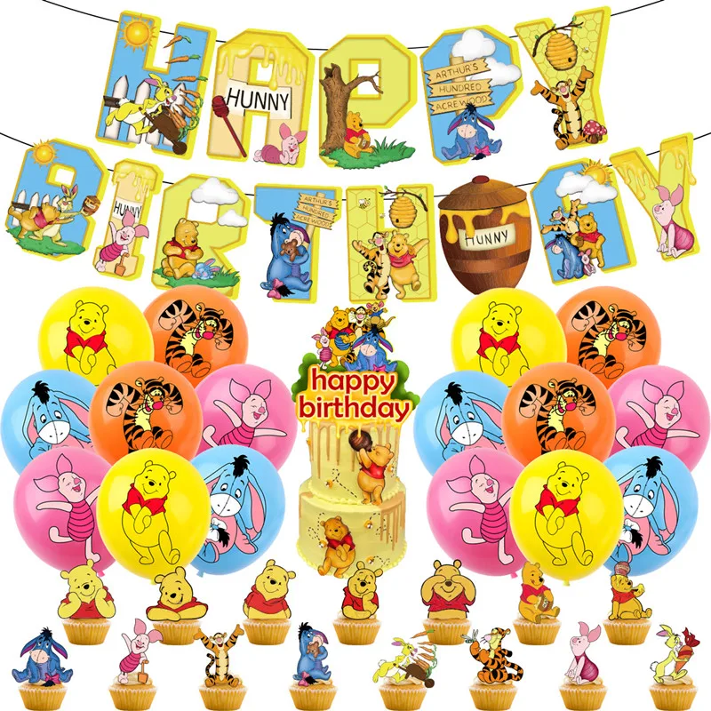 Disney Winnie The Pooh Cartoon Print Palloncino In Lattice Decorazione Per La Casa Per La Festa Dei Bambini Torta Di Compleanno Flagging Giocattolo Da