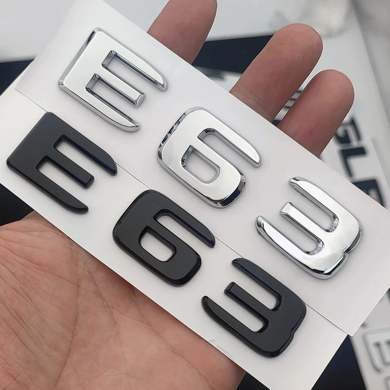 3D Abs Nero Lucido Lettere Cromate Per Bagagliaio Posteriore Dell'Auto E63 Emblema Badge Logo Mercedes E63 Amg W212 W213 Accessori Adesivi
