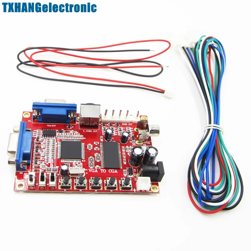 Durevole Vga A Rgbs/Cga/Av/S-Video Converter Board Arcade Game Multicode + Wire Elettronica Fai Da Te