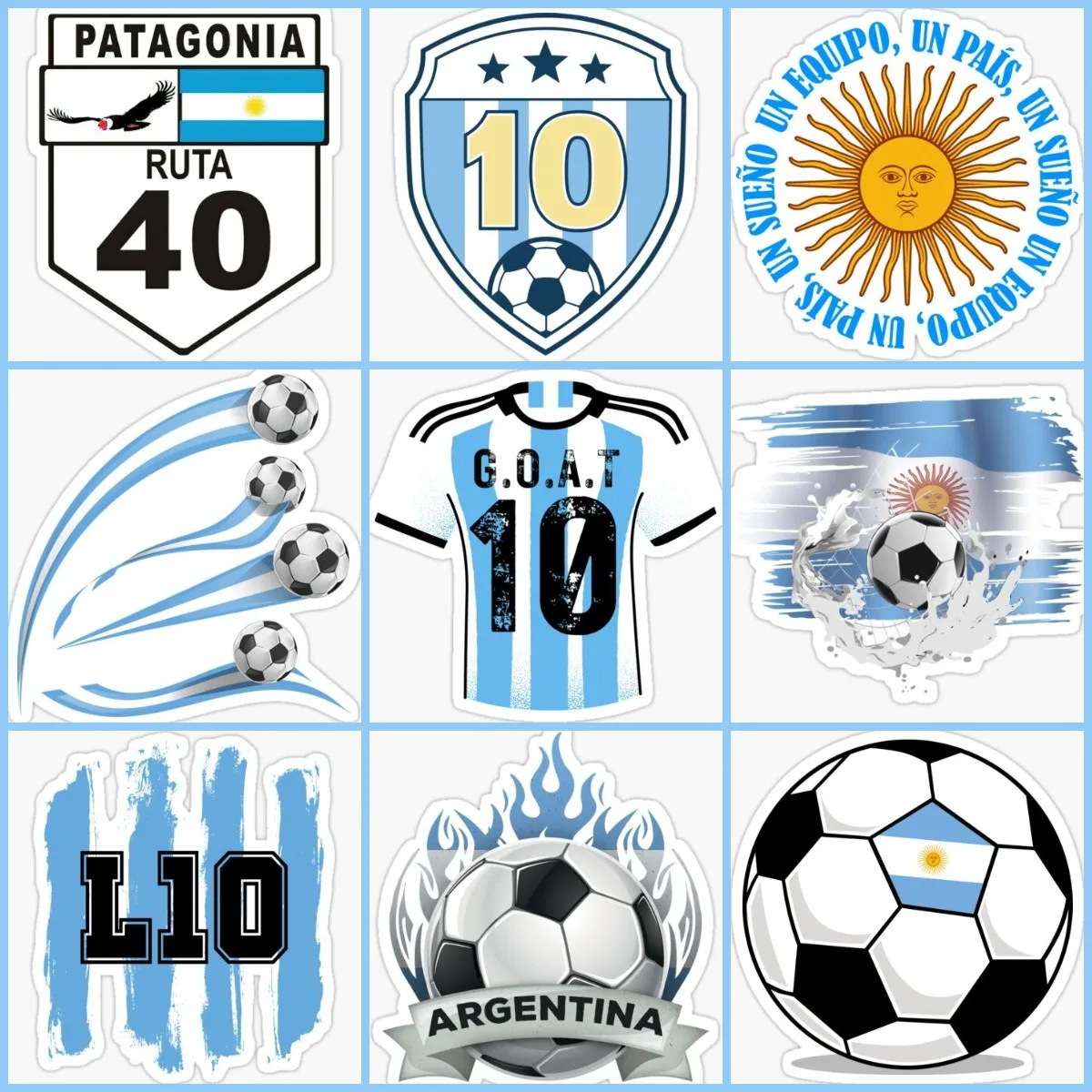 Argentina Football Jersey Sticker Vinile Accessori Per Laptop Van Bicycle Wall Truck Window Moto Car Glass Door Helmet Racing Decal