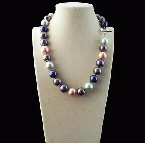 Rare Enorme Mescolare I Colori 14Mm South Sea Shell Perla D'Imitazione Del Cuore Del Catenaccio Della Collana 18 ">>> Spedizione Gratuita