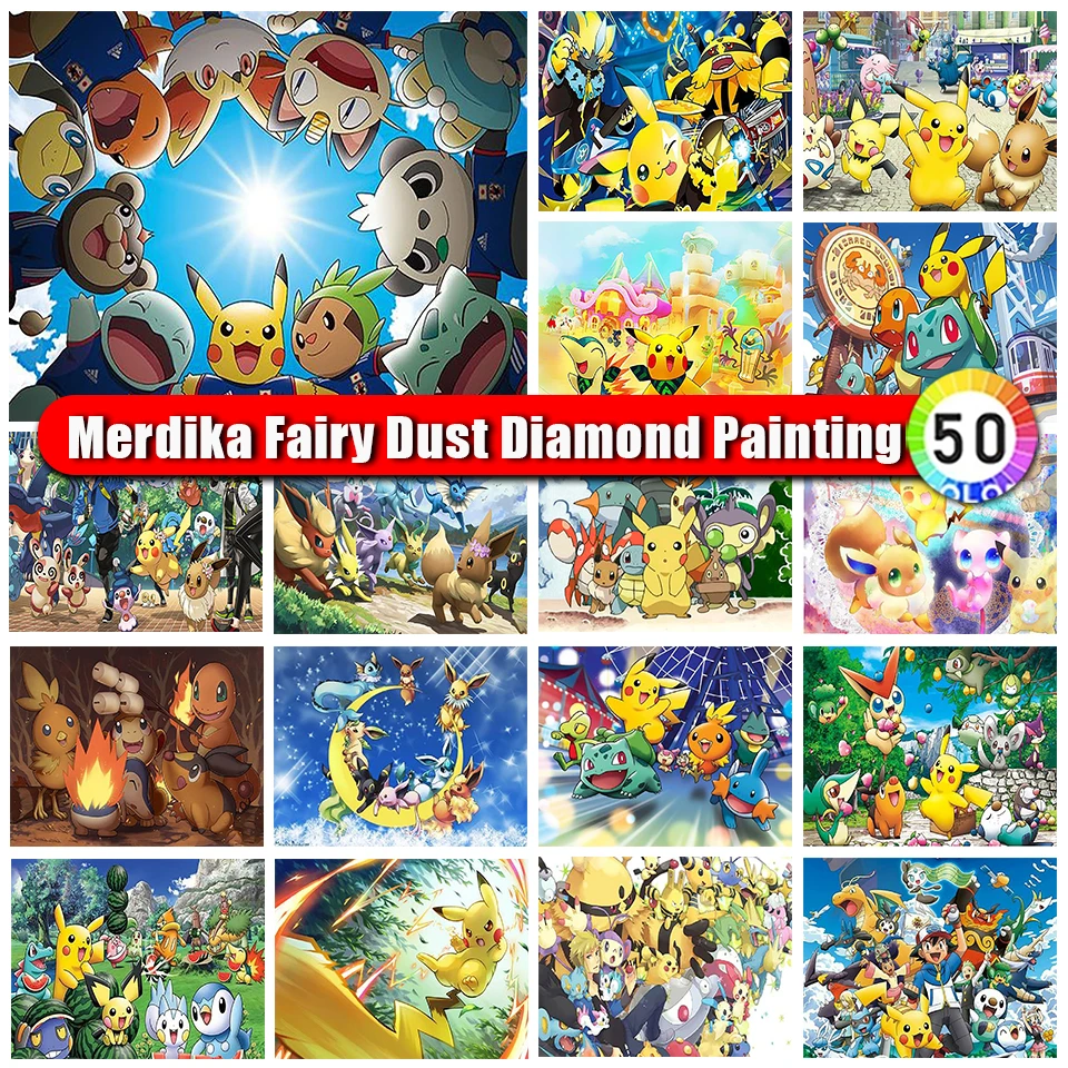 Merdika Zipper Bag Fairy Dust Diamond Painting Kit Pokemon Pikachu Diamond Ricamo Mosaico Anime Art Picture Gift Nuovo 2024
