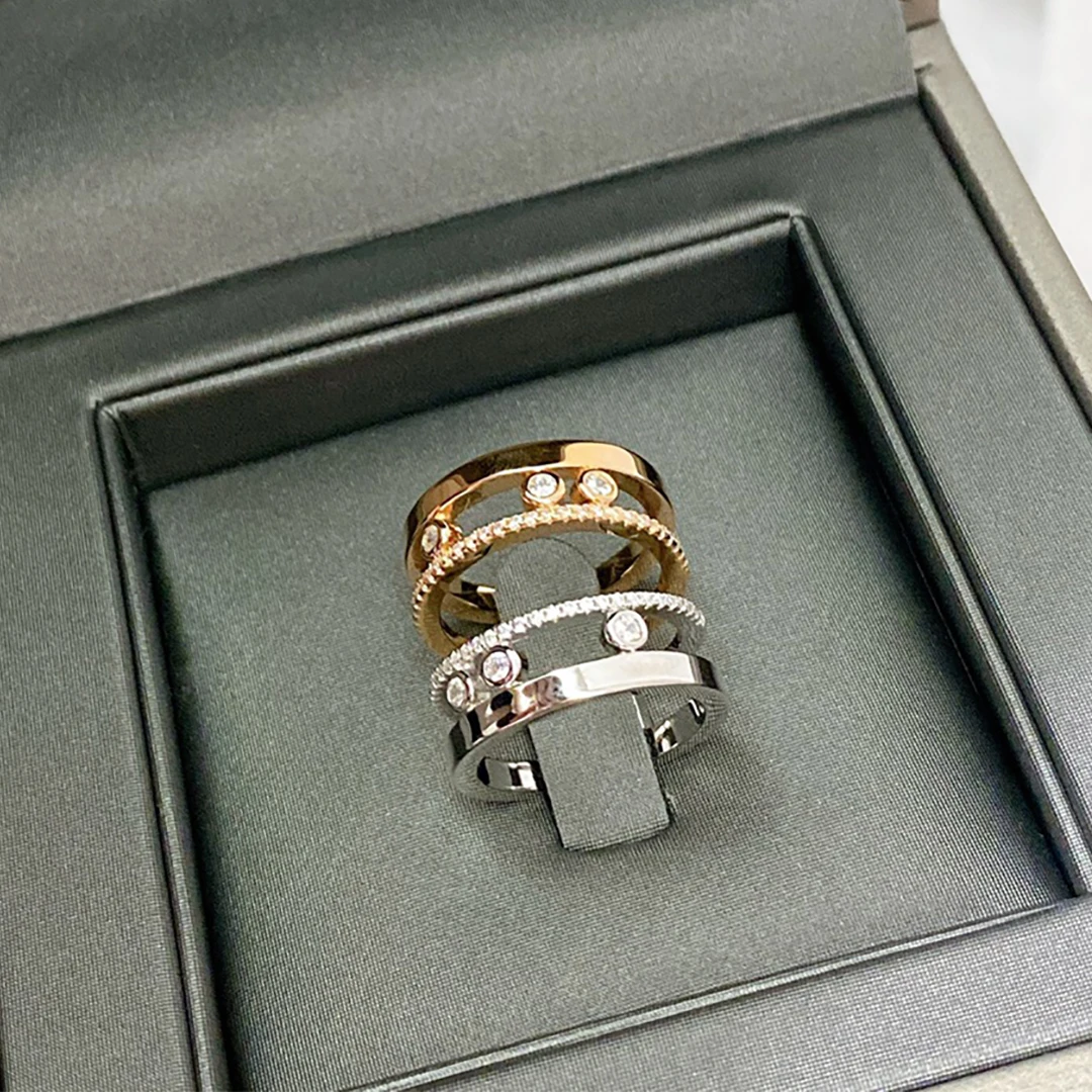 925 Gioielli Di Lusso In Argento Sterling Classic Move Series Diamond Women'S Ring Wedding Ring. Regali Del Festival