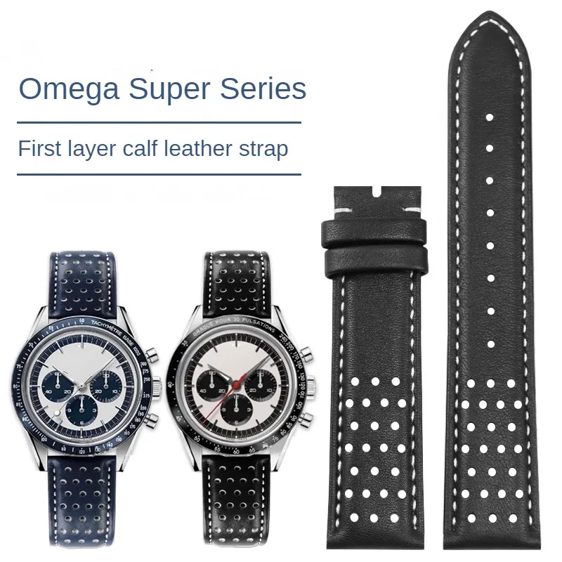 Sostituzione Speedmaster Series Panda Eye Ck2998 Modello Flat Straight Interface Cinturino Per Orologio In Pelle Bovina Traspirante Con 19Mm