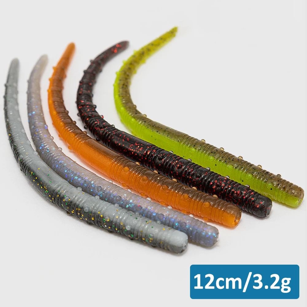 12Cm Worm Soft Bait Stick Bait Fishing Esche Morbide Per Bass D'Acqua Dolce Pesca In Acqua Salata Wacky Rig Carolina Truccato Texas Truccato