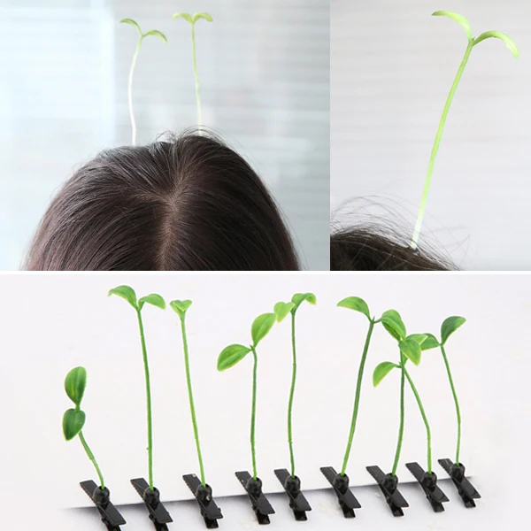 2Pcs Hair Clip Plants Show Moe Artefatto Piccoli Germogli Di Soia Miaofa Clip Head Long Grass Wacky Cartoon Copricapo Flower
