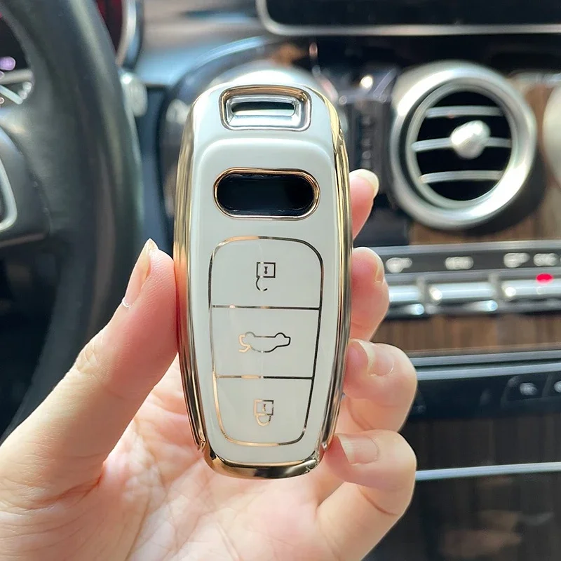 Custodia Per Chiave Auto In Tpu Con Placcatura Lunga Piccola Per Audi Q7 Quattro A8 Quattro A6 A7 A8L Rs 7 Rs 6 E Tron C8 D5 Q7 Q8 2018 2019 A3