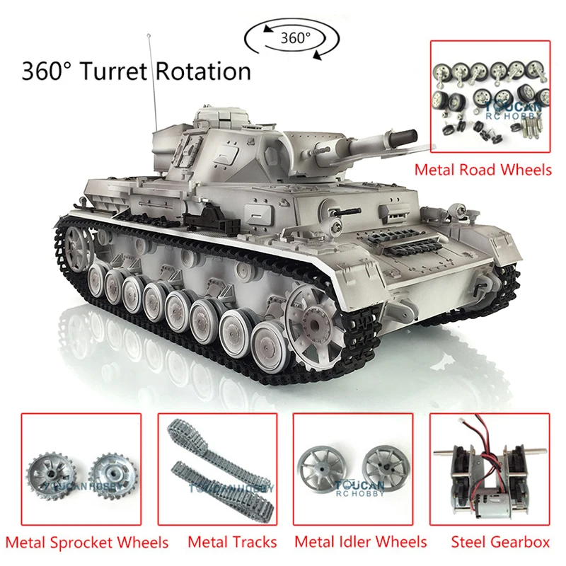 Henglong Pro Ver 1/16 Snow 7.0 Panzer Iv F Rtr Rc Tank 3858 Metal Tracks Idlers Pignoni Ruote Stradali Th17393-Smt7