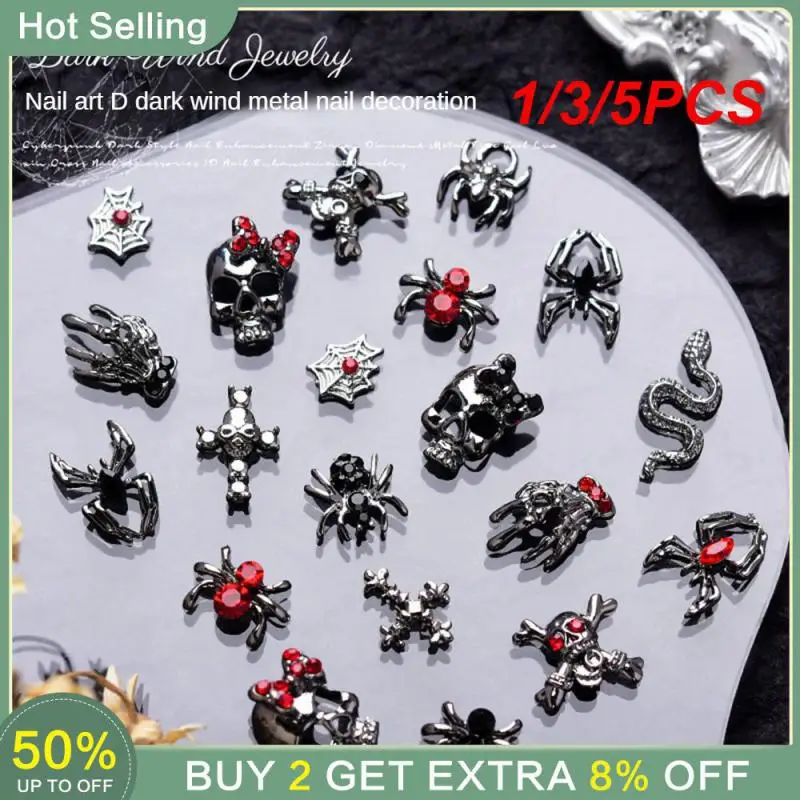 1/3/5Pcs Chloe Heart Simple Small Skull Cross Decorations Halloween Beautiful Durable Spider Health & Beauty Metal Pratico