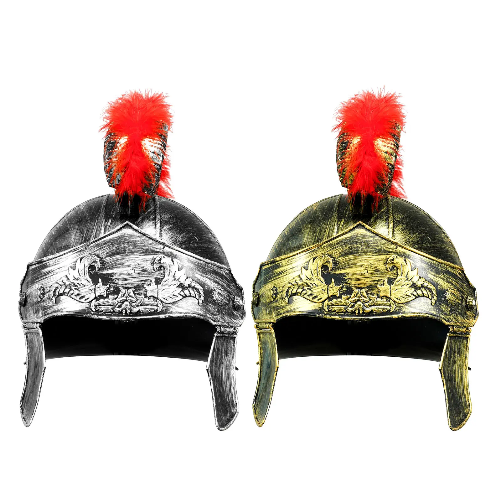 Armatura Medievale King Roman Plastic Helmet Red Crested Samurai Hat Spartan Warrior Headwear Adult Masquerade Costumi Cosplay Hot