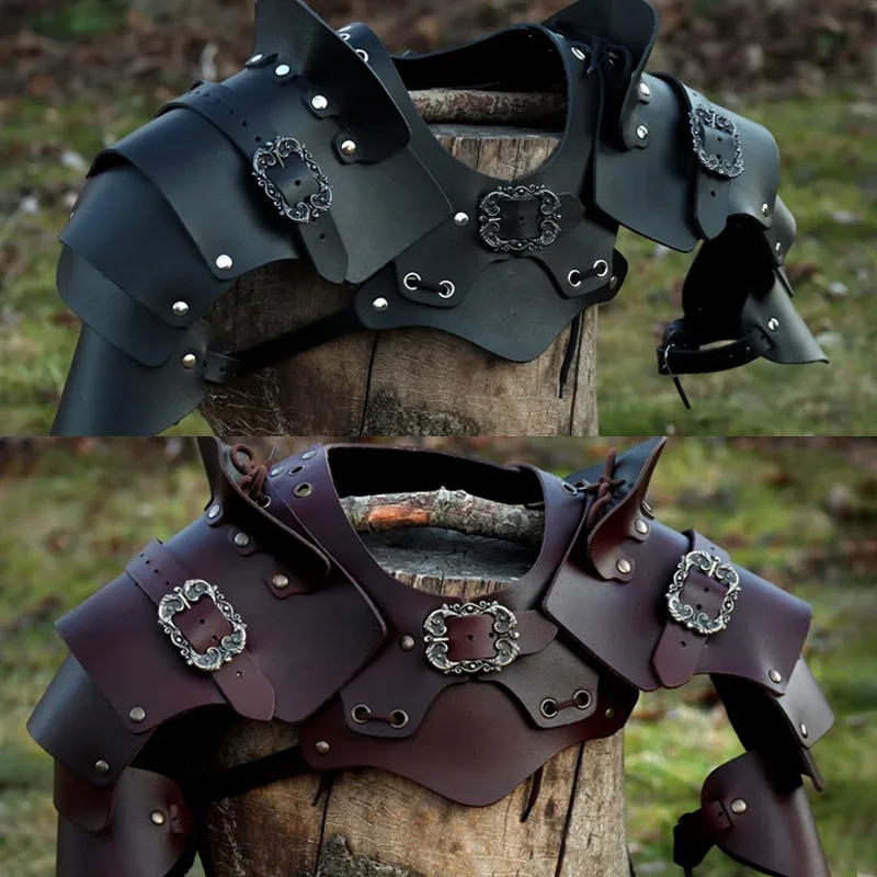 Steampunk Armatura A Spalla Medievale Cavaliere Vichingo Gladiatore Pauldron Multistrato In Pelle Pu Samurai Armatura Cosplay Puntelli Da Palcoscenico