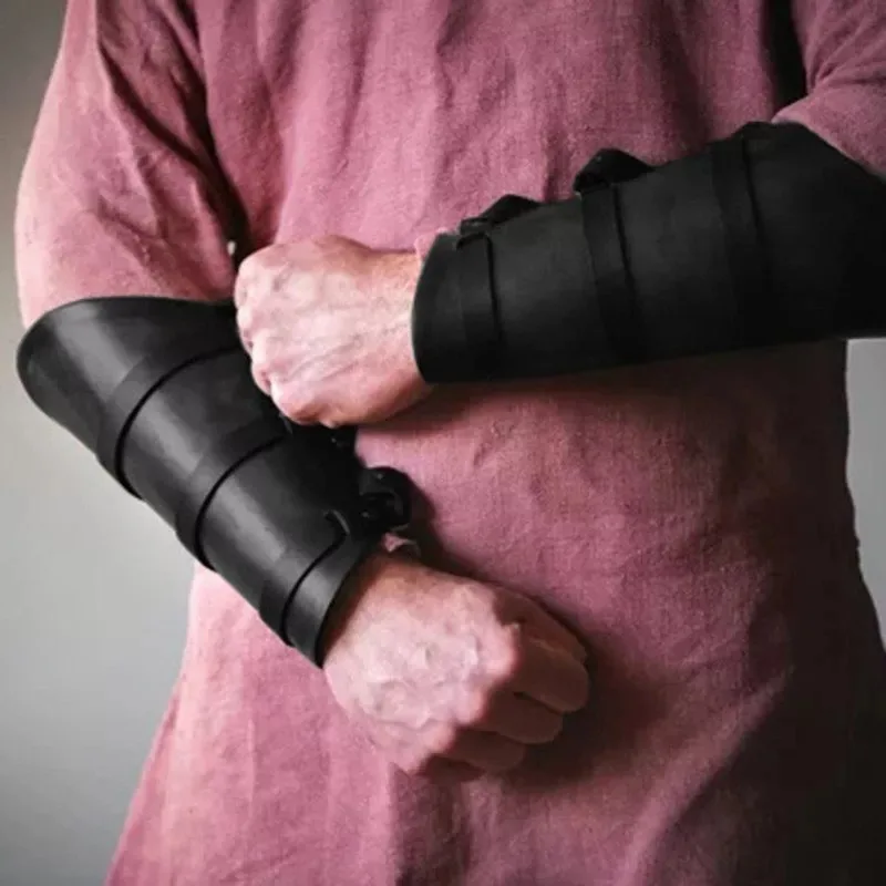 Medievale Samurai Pu Leather Armor Bracer Viking Pirate Knight Gauntlet Wristband Guanti Lunghi Accessorio Steampunk Puntelli Cosplay