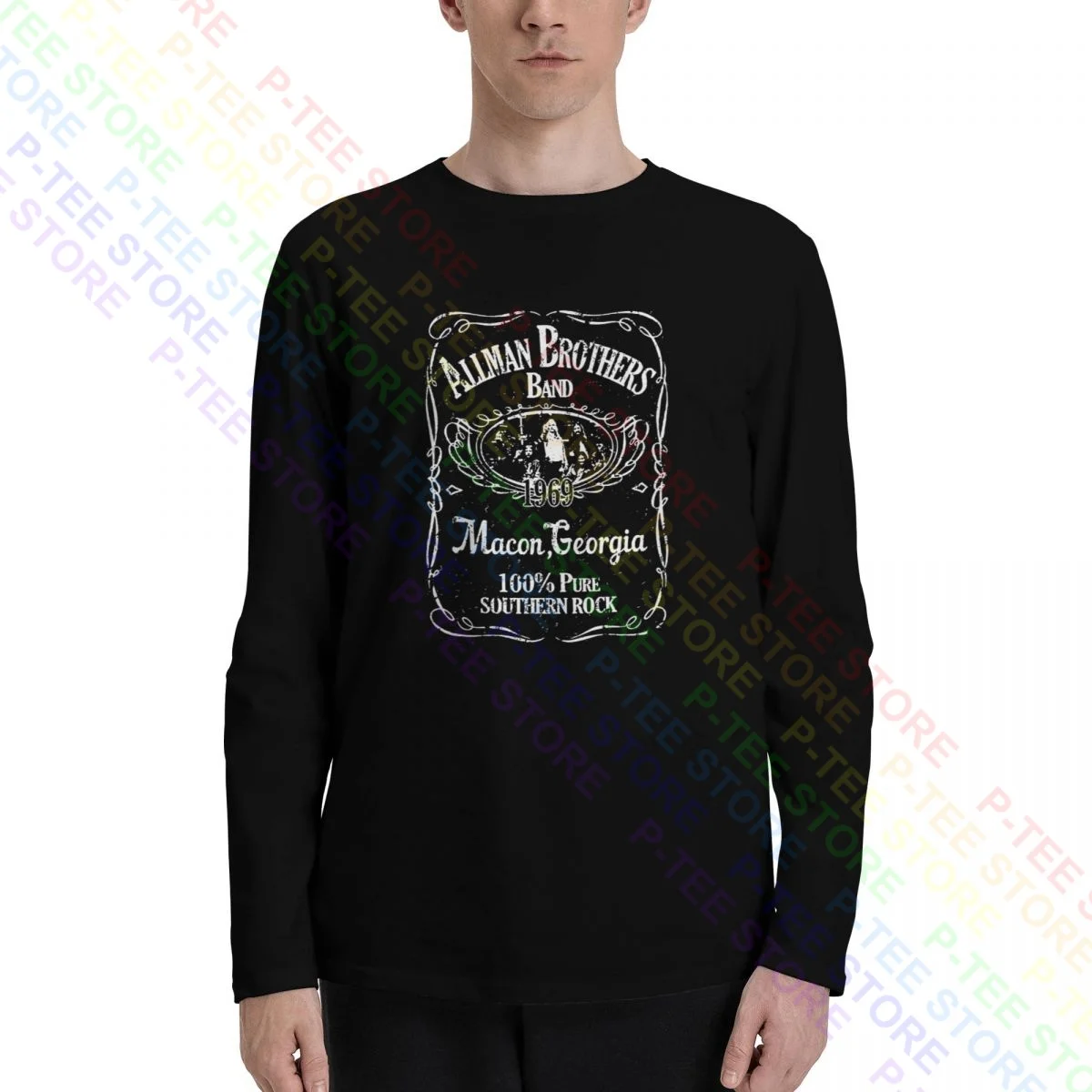 Allmans Brothers Band Liquor Label 1969 T-Shirt A Maniche Lunghe T-Shirt Tee Vtg Style Natural Hot Selling