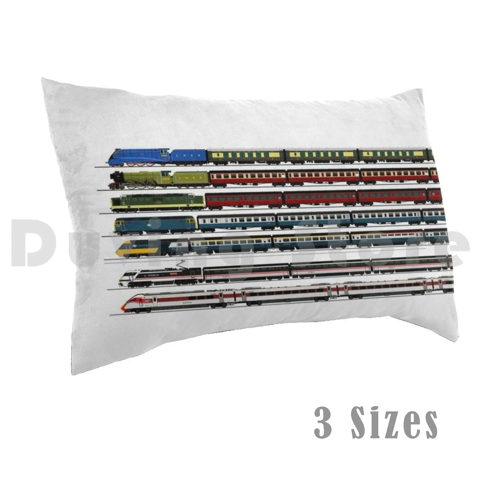 Federa Per Cuscino Per Treni Britannici Stampata 50X75 Locomotive Intercity 125 Intercity 225 Br Mallard Flying Scotsman