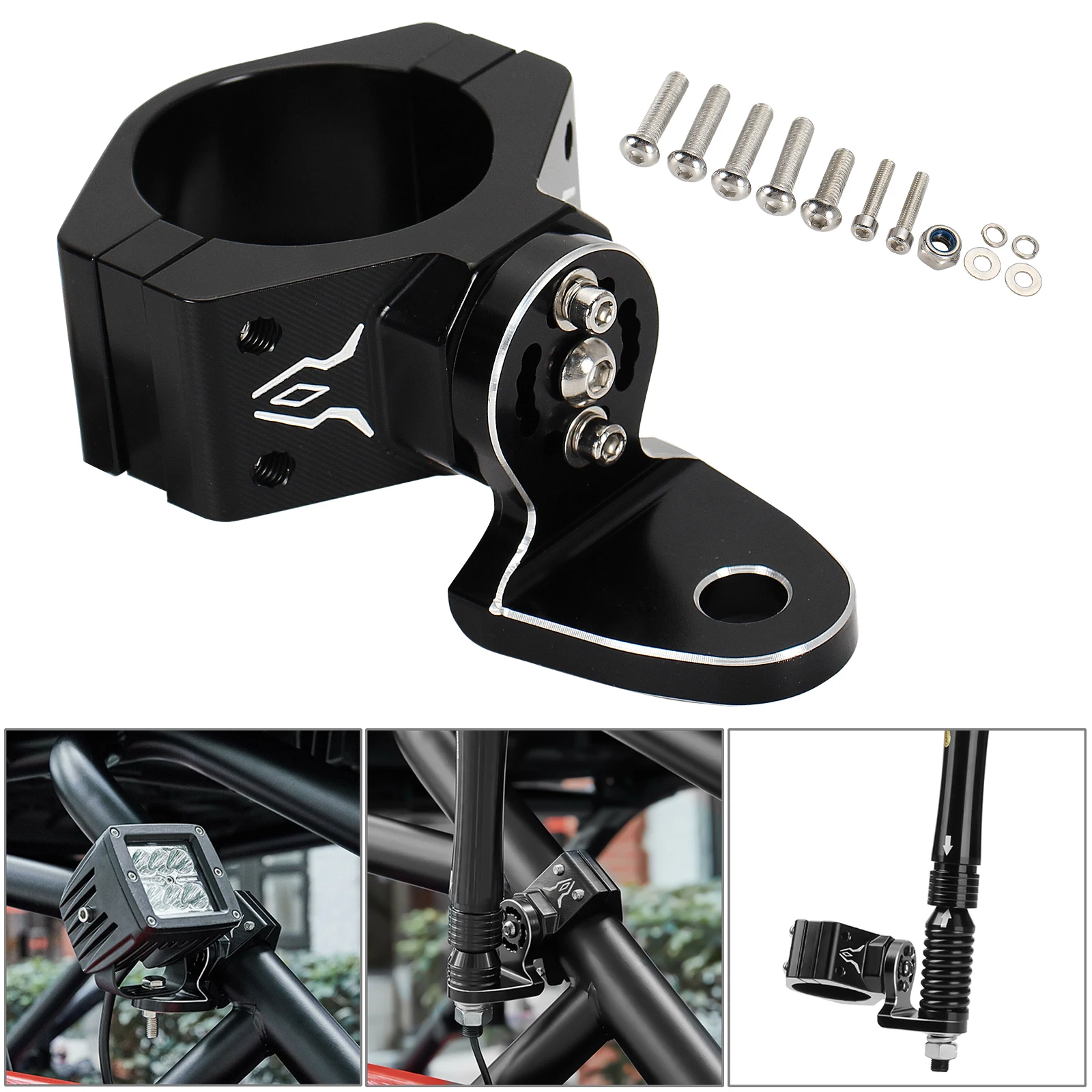 Staffa Di Montaggio Bandiera Leggera Regolabile Barre Da 1.75 Pollici Nere Per Kawasaki Reel Serie 3000 E 4000 John Deere Gator Xuv E Rsx