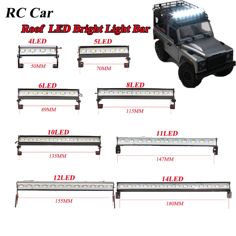 Lampada Da Tetto Per Auto Rc 4/5/6/8/10/11/12/14Led Barra Luminosa Luminosa Per 1/10 Crawler D90 Axial Scx10 Scx24 Jeep Wrangler Jk Rubicon Body