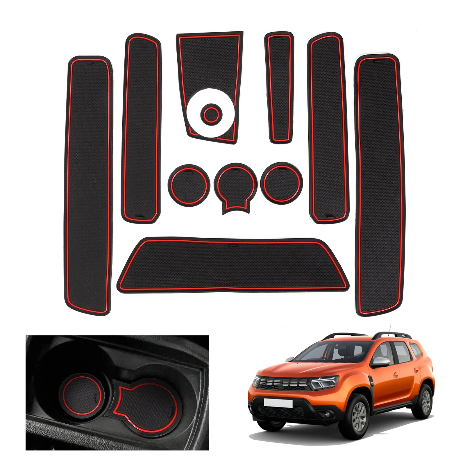 Ruiya Per Dacia Duster 2018 2019 2020 2021 Tappetino Per Scanalatura Porta Auto Antiscivolo Slot Pad Auto Interno Dacia Duster Accessori 2021