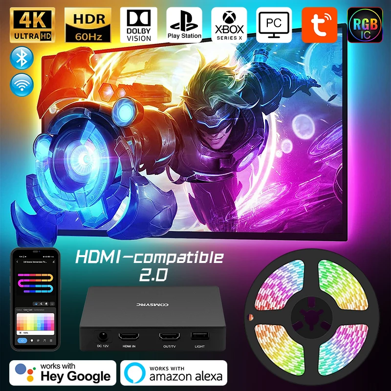 Smart Ambient Led Tv Retroilluminazione Rgb Ic Strip Light Monitor Del Computer Schermo Lampada Di Sincronizzazione Del Colore Per Dispositivo 2.0 Com