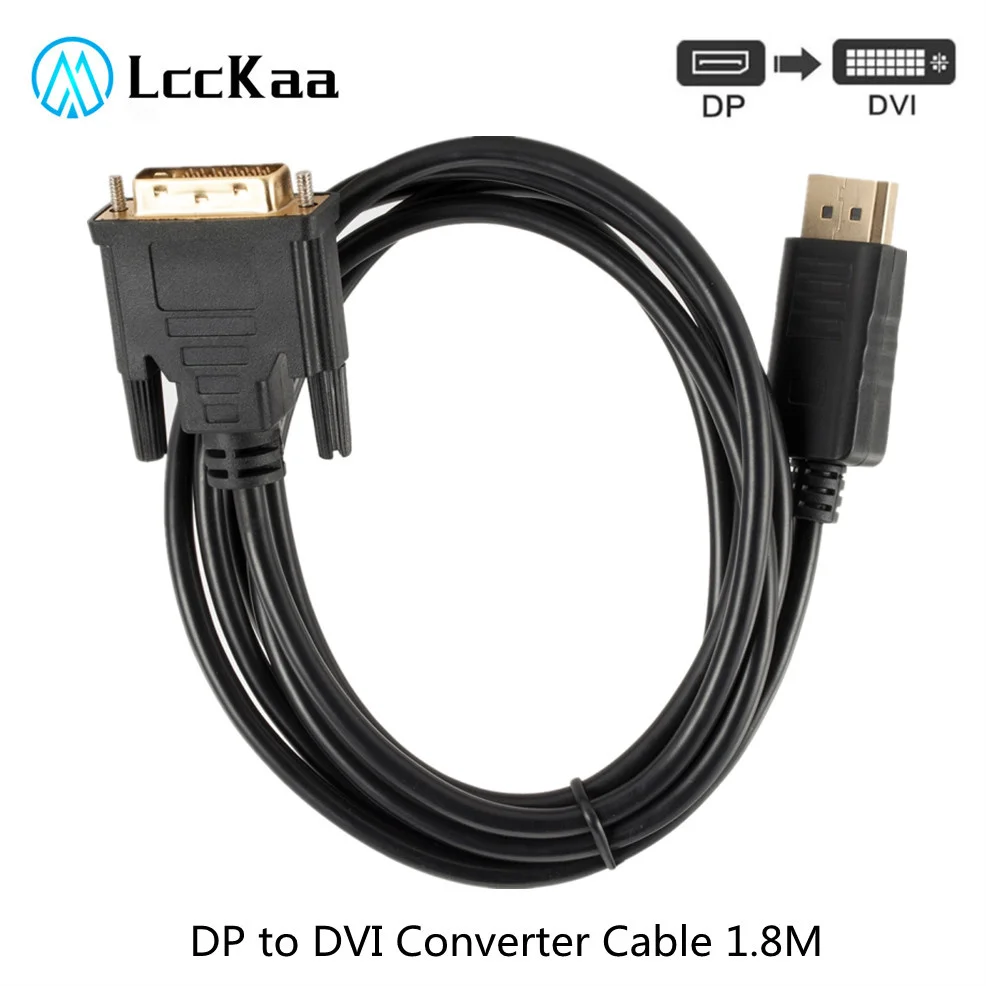 Lcckaa Dp Displayport A Dvi Cable 1.8M Dp A Dvi Adattatore Cavo Convertitore Displayport In A Dvi Out Per Hp Dell Asus