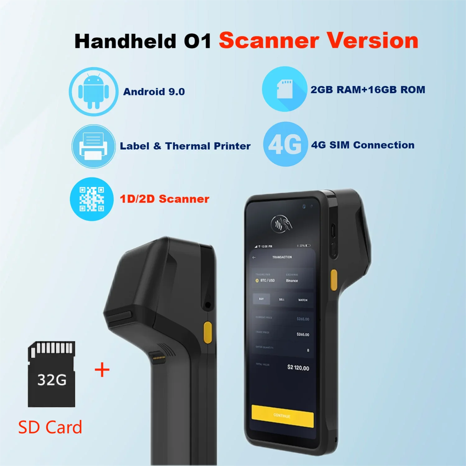 Spedizione Gratuita Scanner 2D Android Mobile Pda 4G Sim Palmare Pos 2 + 16Gb Stampante Termica Lettore Nfc Loyverse, Kyte, Shopify App
