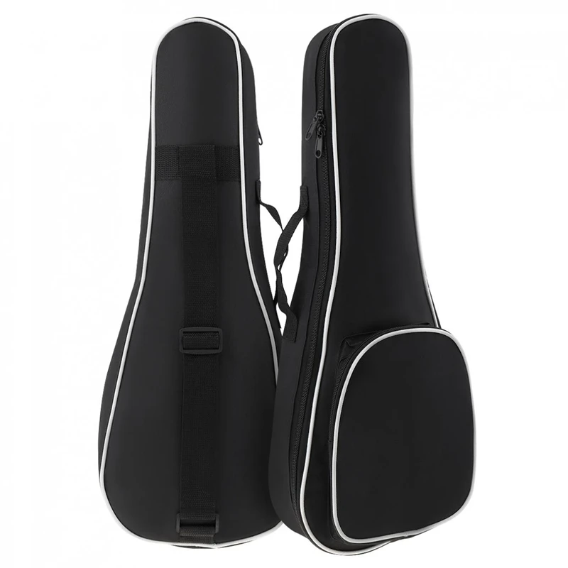 Nero Semplice Portatile Ukulele Concert Gig Bag Impermeabile 5Mm Spugna Morbida Custodia Zaino Per 21-23-26 "Ukulele Strap Guitar Bag