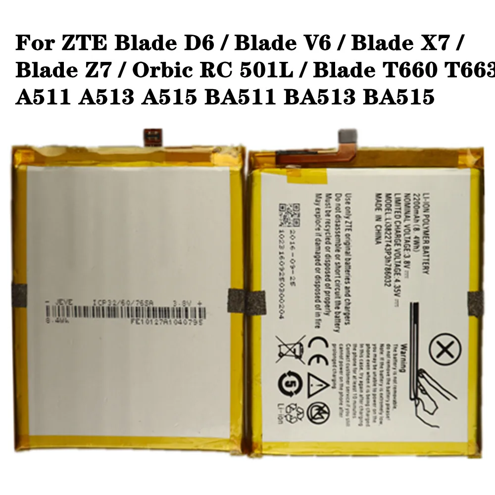 Muslimate Per Zte Blade D6 / Blade V6 / Blade X7 / Blade Z7 / Orbic Rc 501L / Blade T660 T663 A511 A513 A515 Batteria
