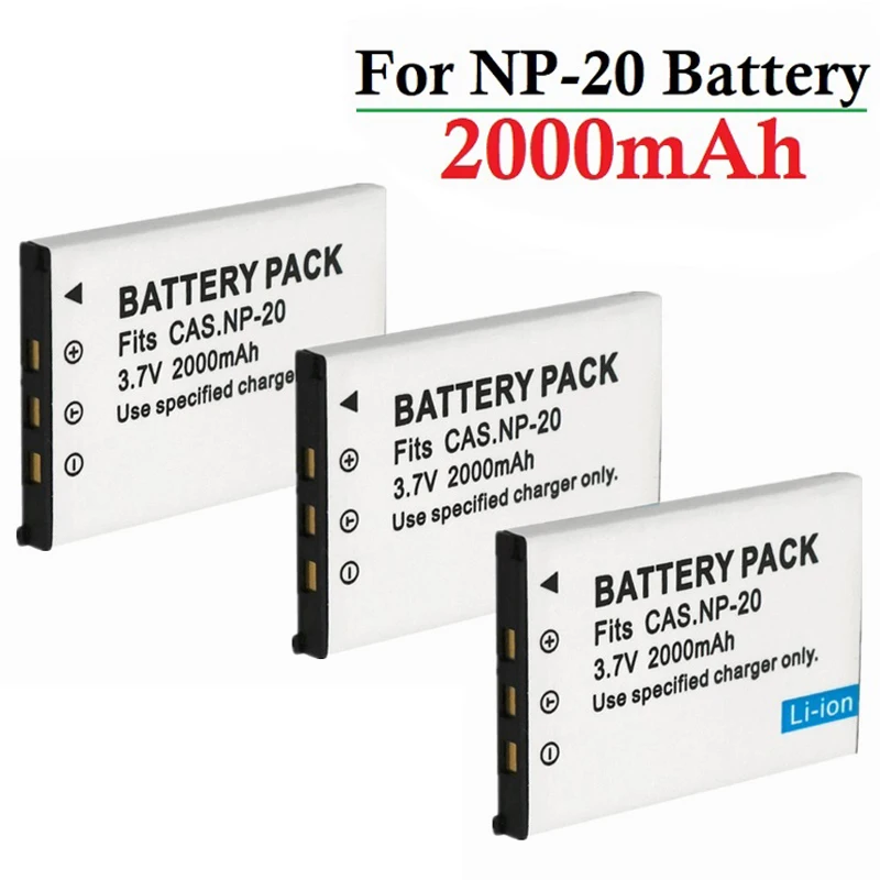 2000Mah Np-20 Batterie Np20 Per Casio Ex-Z7 Z8 Z11 Z60 Z65 Z70 Z75 Z77 M1 M2 M20 S1 S2 S3 S20 S100 S500 S600 S770 S880 Battey