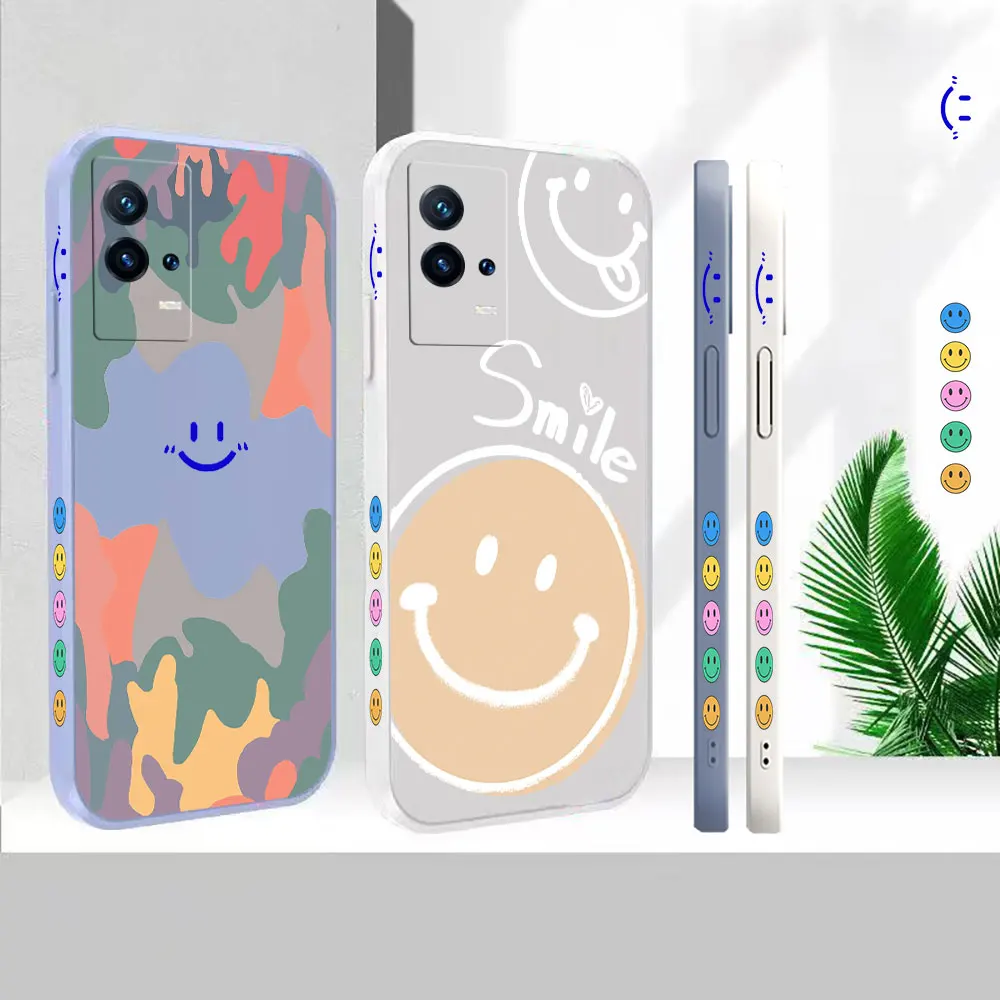 Custodia Per Telefono In Silicone Liquido Per Vivo Iqoo 11 10 9 8 7 5 Z7 Z6 Z5 Z3 Neo 7 6 5 5S 3 Vogue Luxury Ice Cream Smile Face Cover Fundas