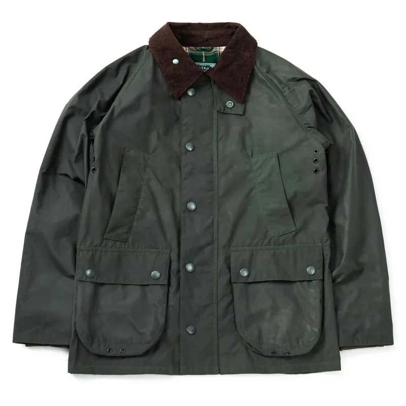 Retro Bbl Oil Wax Jacket Giacche Da Safari Vintage Da Uomo Con Risvolto Da Caccia Multi-Pocket Zipper Work Cappotti Tattici Militari Ropa Hombre