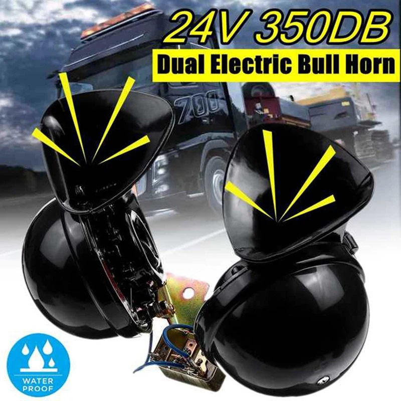 1 Paio Dc 24V 350Db Universale Impermeabile Snail Air Horn Suono Estremamente Forte Per Camion Pickup Moto Barca Auto