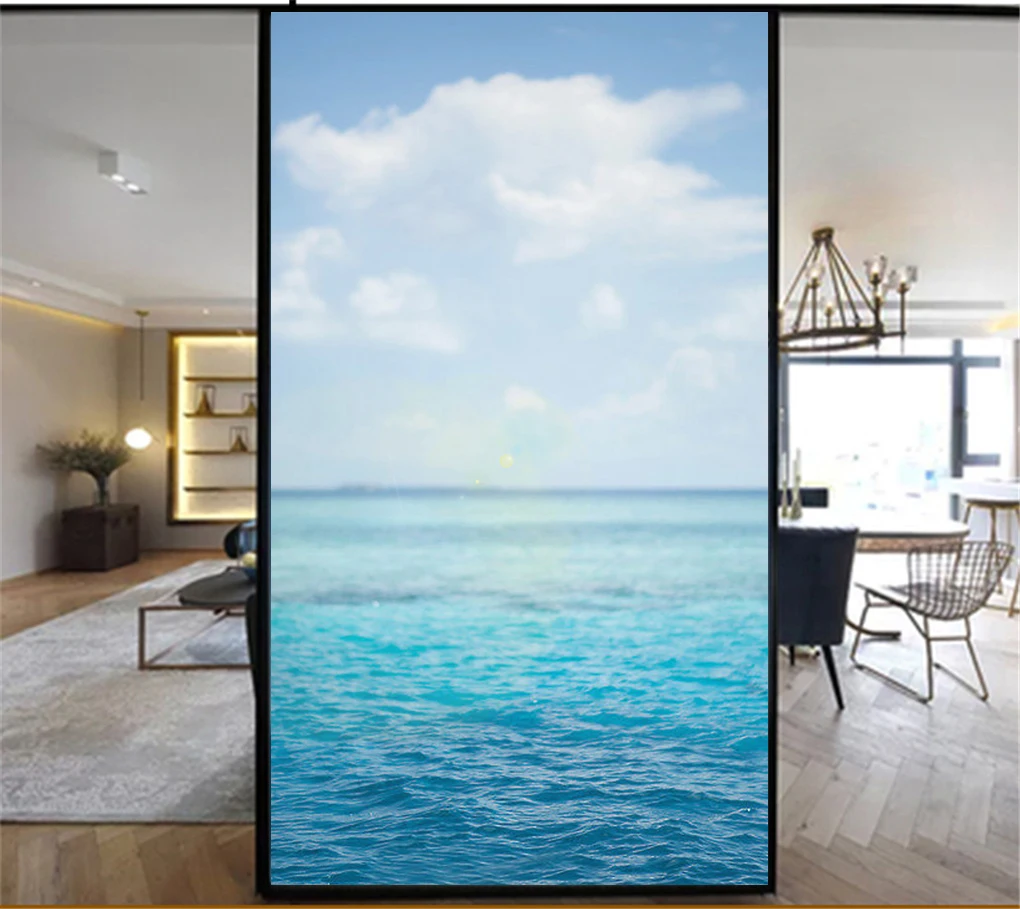 Privacy Windows Film Sea Surface Adesivi Per Finestre In Vetro Colorato Senza Colla Static Cling Pellicole Per Finestre Smerigliate Decorative Tinta P