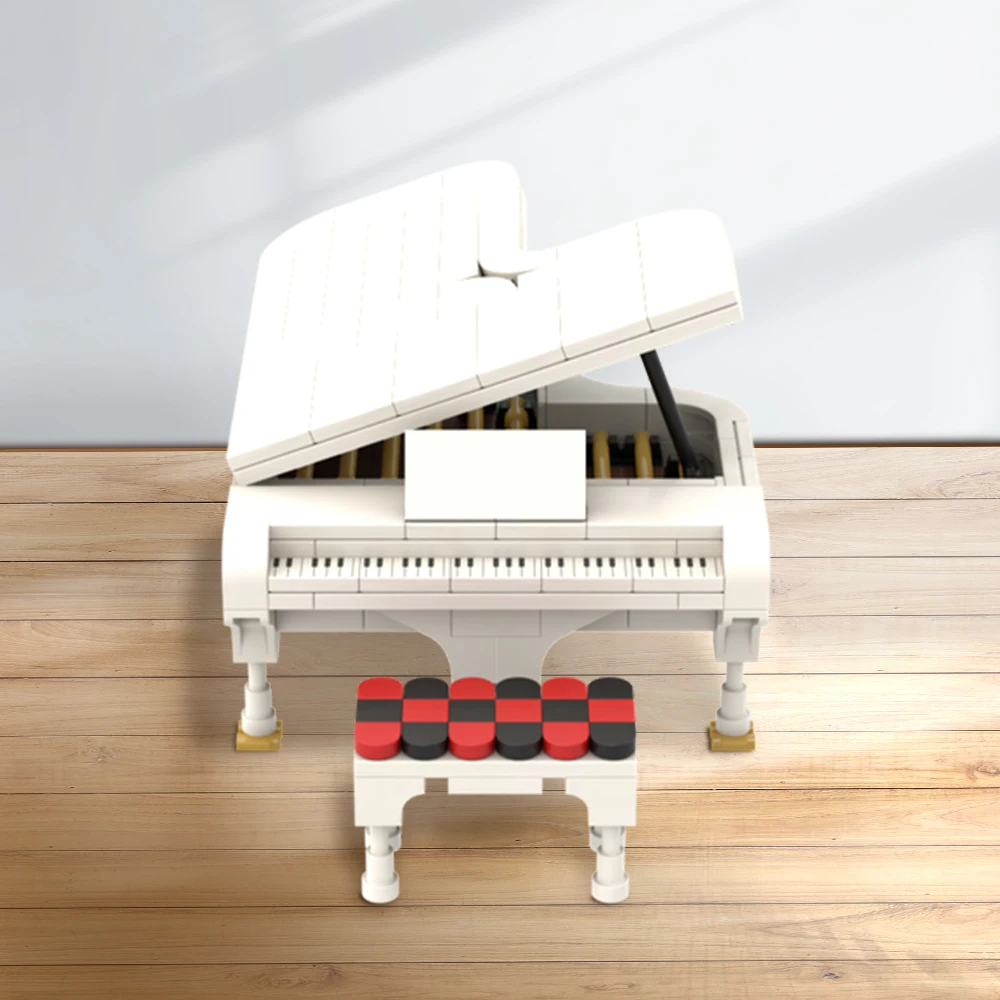 Moc White Grand Piano Building Block Design Creativo Triangolo Bianco Pianoforte Modello Fai Da Te Assemblaggio Di Piccole Particelle Building Block T