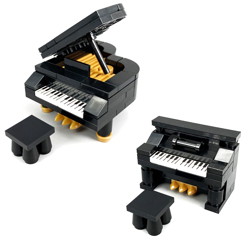 City Moc Building Blocks Parts Mobili Mattoni Music Room Mini Scene Kit Toys Grand Piano Piano Verticale Piccolo Modello Home Decor