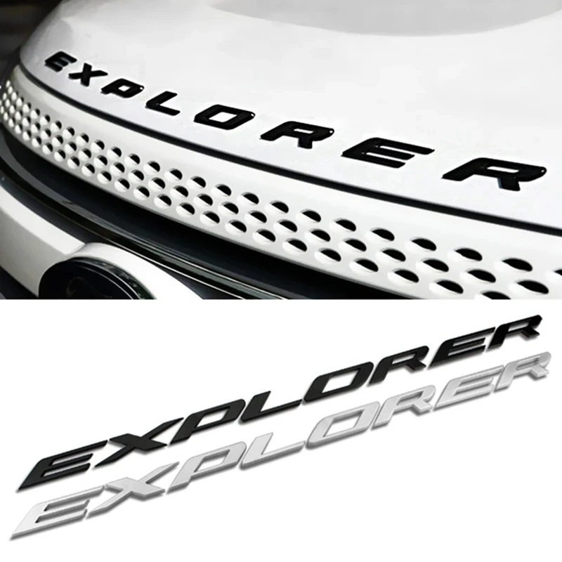 3D Abs Black Logo Explorer Emblem Leters Car Front Hood Emblem Bonnet Bagde Per Ford Explorer 4 5 6 Explorer Sticker Accessori