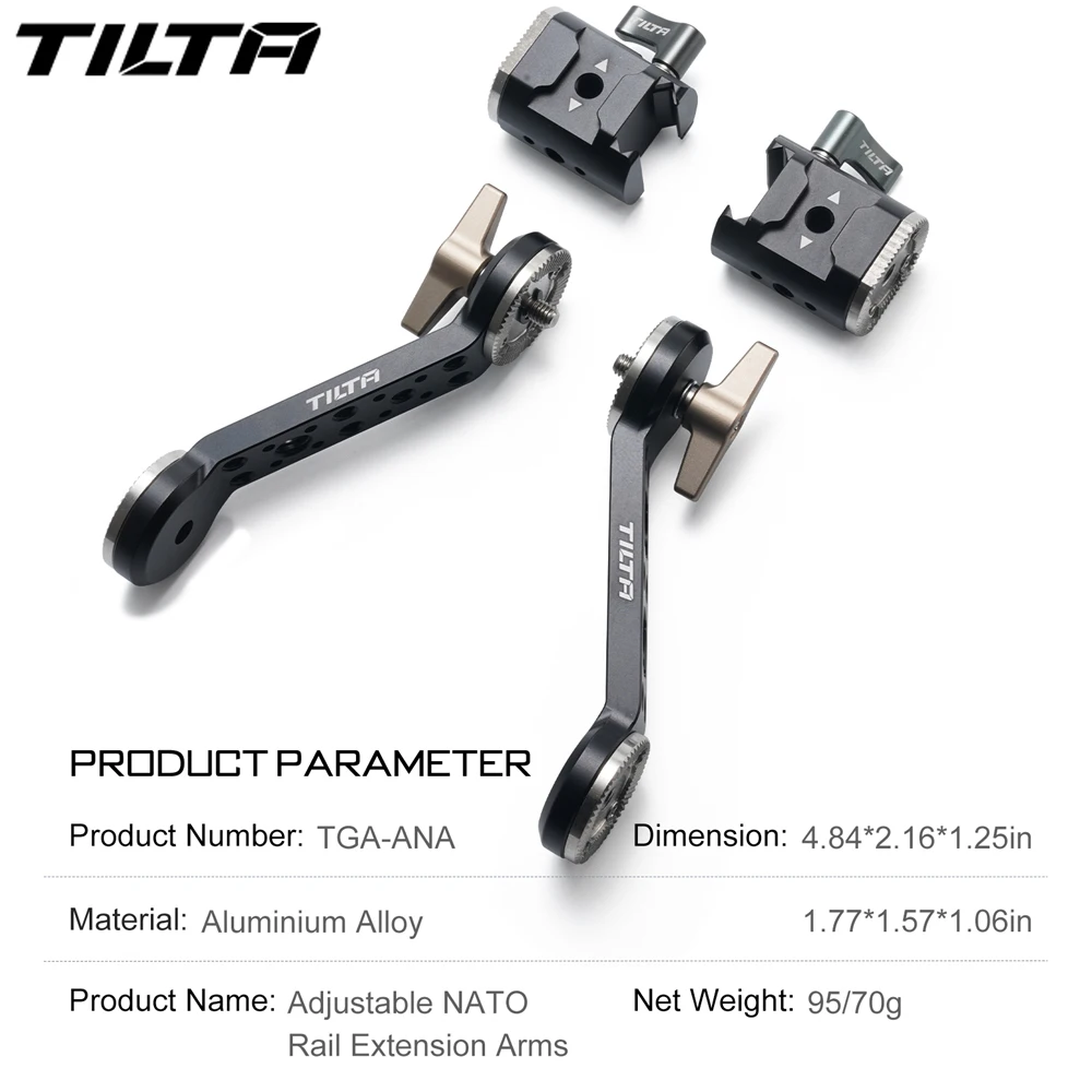 Tilta Tga-Ana Regolabile Nato Rail Extender Bracci E Rosetta Mount Per Dji Rs2 Rsc2 (Dji Rs 2 & Rsc 2) Giunto Cardanico