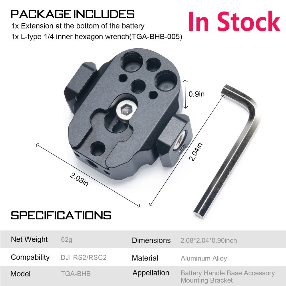 Tilta Tga-Bhb Staffa Di Montaggio Accessorio Base Maniglia Batteria Compatibile Con Dji Rs2 Rsc2 Gimbal (Dji Rs 2 & Rsc 2)