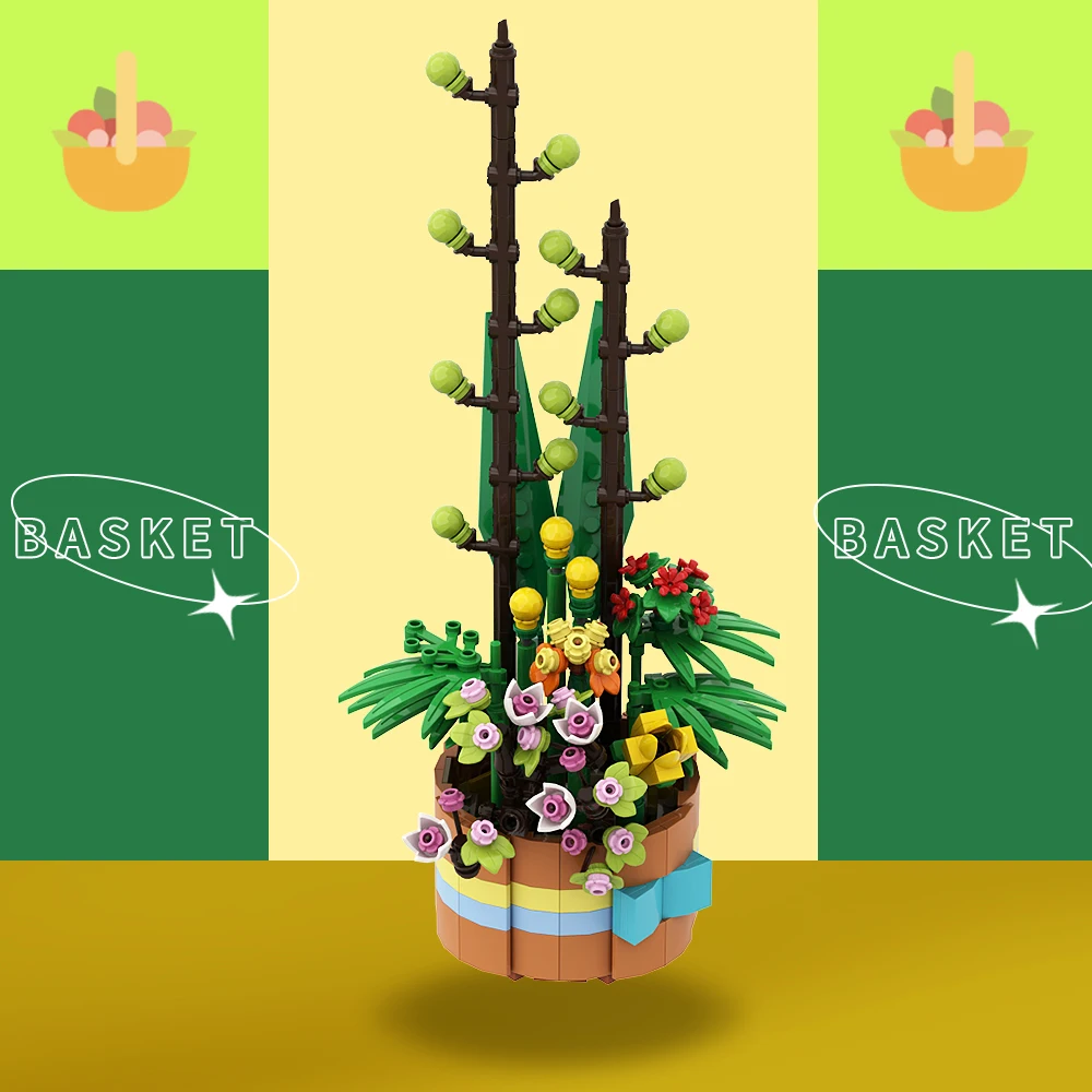 Setbricks Creative Flower Basket Plant Compatibile 10280 Flower Bundle Decoration Small Particle Assembly Building Block Puzzle T