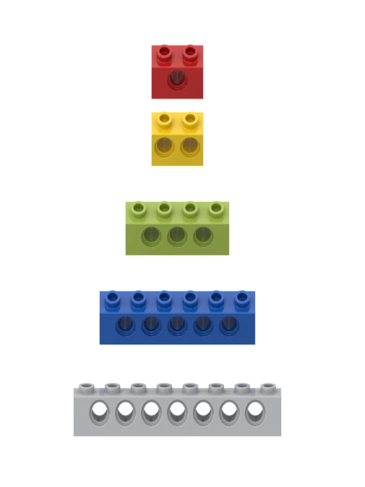 Blocco Tecnico Moc Combinazione Anabbagliante Lungo Con Foro Mattoni Spessi 3700 32000 3701 3894 3702 6541 32064