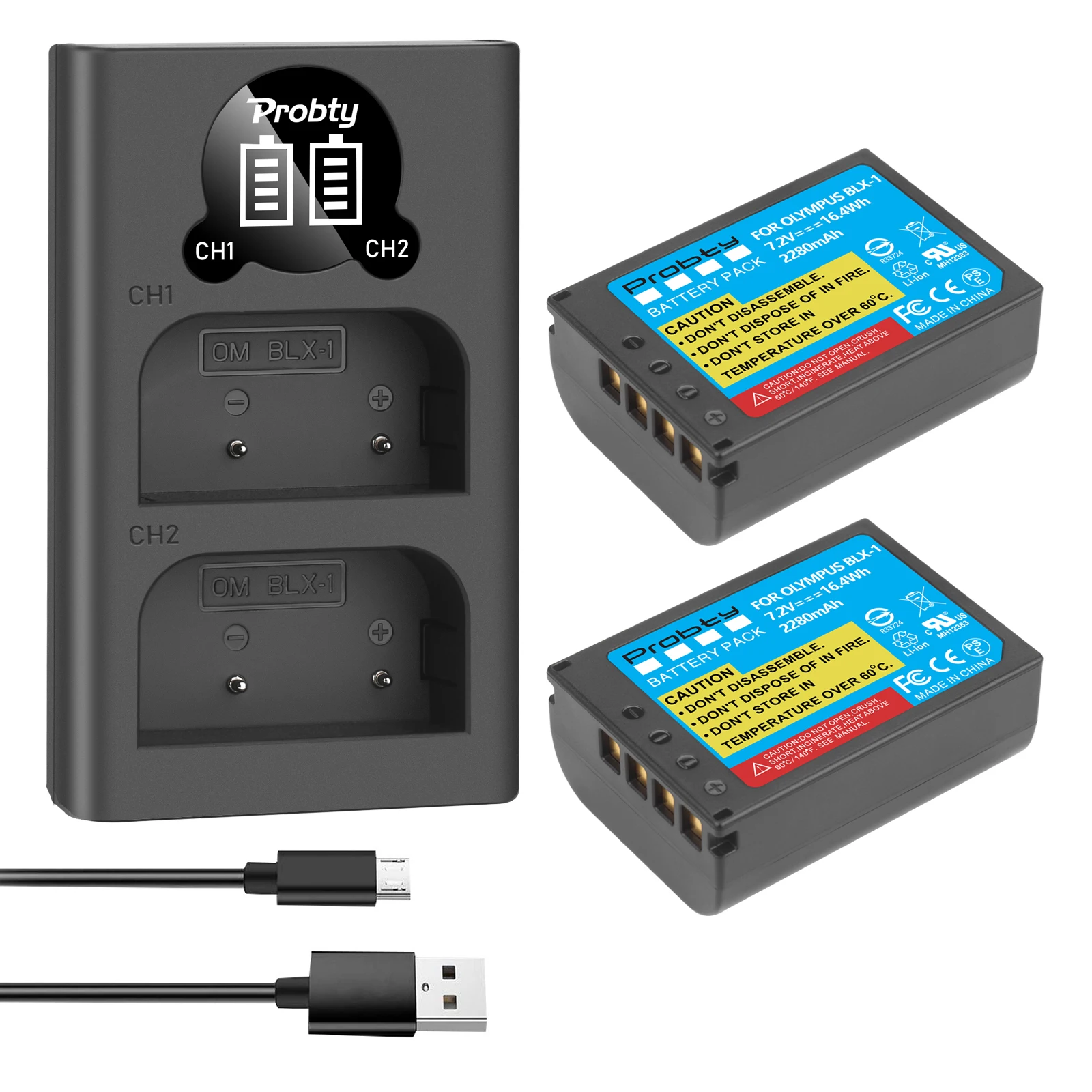 2280Mah Blx-1 Blx1 Li-Ion Batteria Per Olympus Om-1 Om1 Blx1 Blx-1 Batterie Per Foto/Videocamera