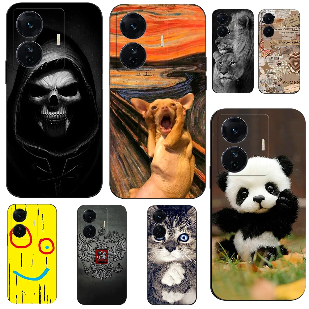 Per Vivo Iqoo Z6 Pro T1 Pro 5G Custodia T1 Snapdragon 778G 5G Cover Posteriore Del Telefono Custodia Morbida In Silicone Nero Tpu Car Flower Cat Funny