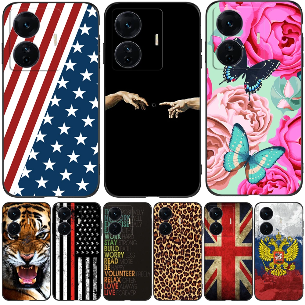 Per Vivo Iqoo Z6 Pro T1 Pro 5G Custodia T1 Snapdragon 778G 5G Cover Posteriore Del Telefono Custodia Morbida In Silicone Nero Tpu Uk Usa Flag Skull Wo