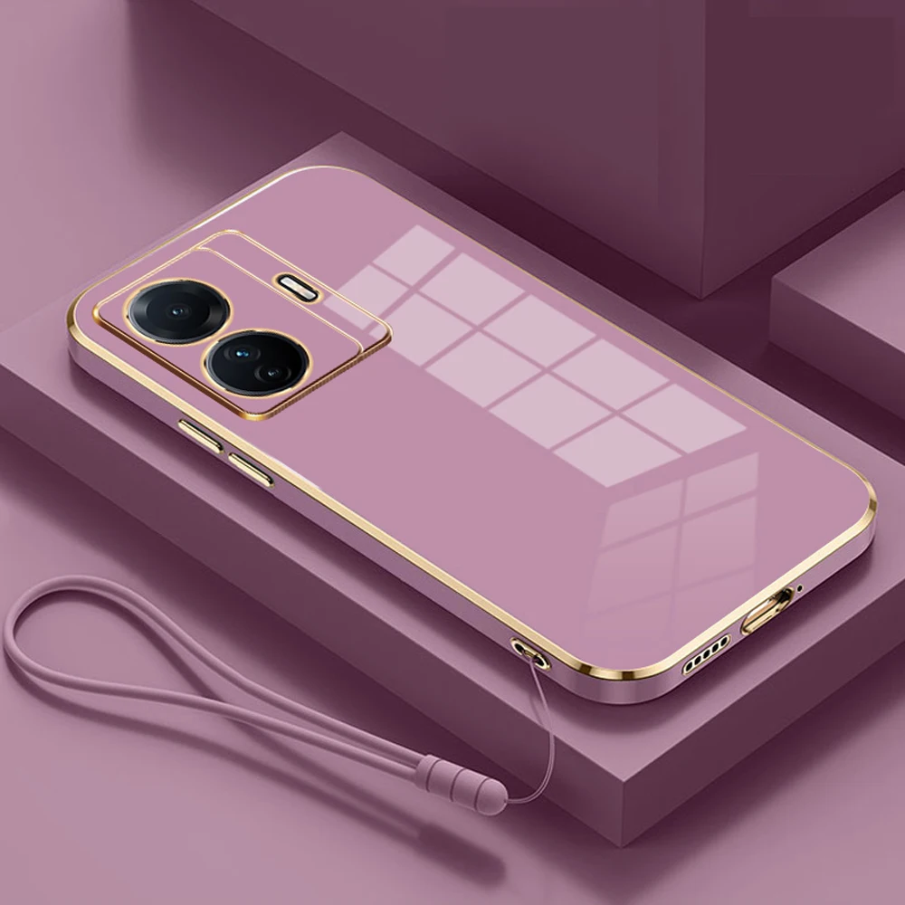 Per Vivo Iqoo Z6 Lite Custodia Luxury Square Plating Vivo Iqoo Z6 Pro Custodia Per Telefono Vivo T1 V2153 Cover Posteriore In Silicone Antiurto T1