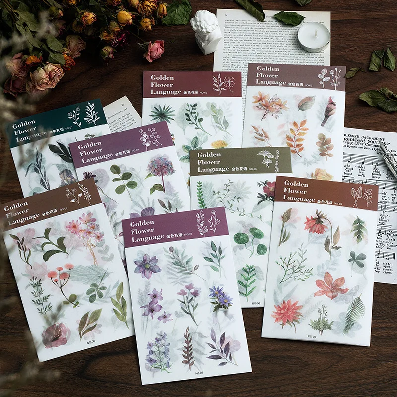Vintage Flower Scrapbooking Materiale Diari Washi Paper Decoration Art Stickers Junk Diari Forniture 3 Fogli/Pc
