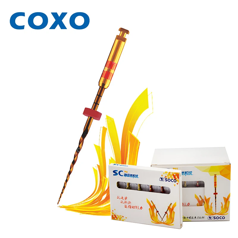 Coxo Soco Pro Dental Heat Activation Rotary Root Canal File Endodontici 6 Pz/Scatola Materiali Dentali Flessibili File Nichel-Titanio
