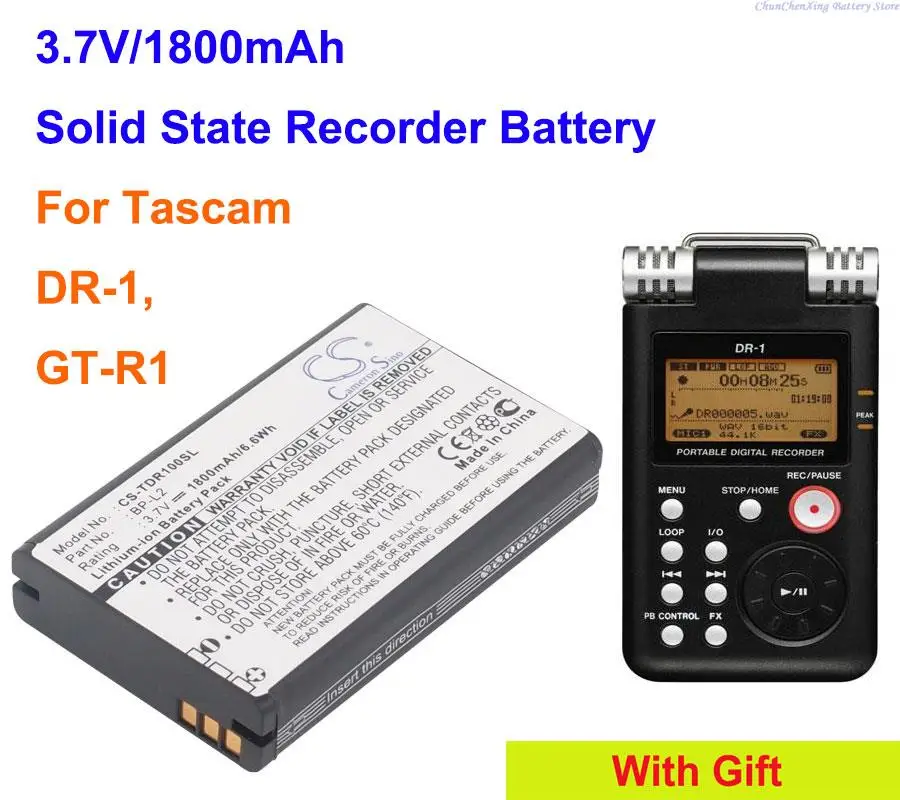 Orangeyu 1800Mah Batteria Portatile Per Registratore A Stato Solido Bp-L2 Per Tascam Dr-1, Gt-R1