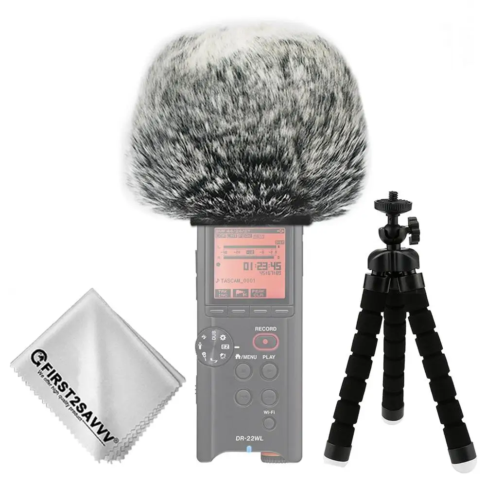 Esterno Portatile Registratori Digitali Furry Mic Microfono Parabrezza Vento Muff Per Tascam Dr-22Wl Dr22 Wl Dr07 Dr 07 + Mini Treppiede