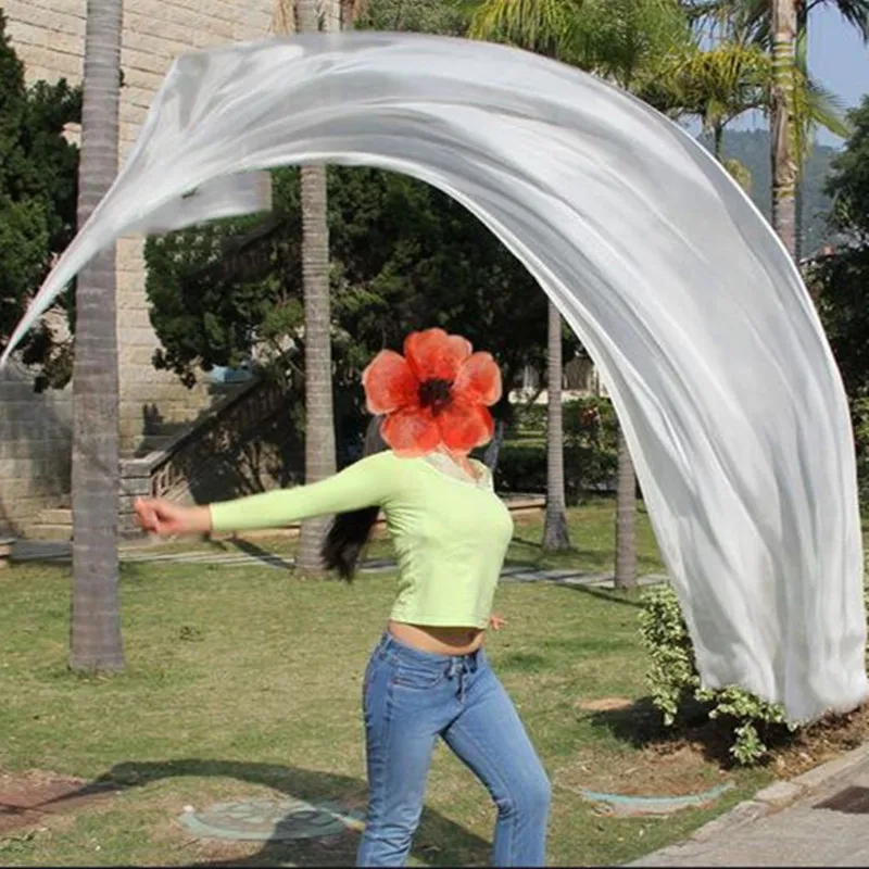 1 Pz Velo Di Seta + 1 Pz Poi Catena Palla Donne Danza Del Ventre Velo Di Seta Poi Streamer Stage Prpos Ballerino Performance Show Accessori