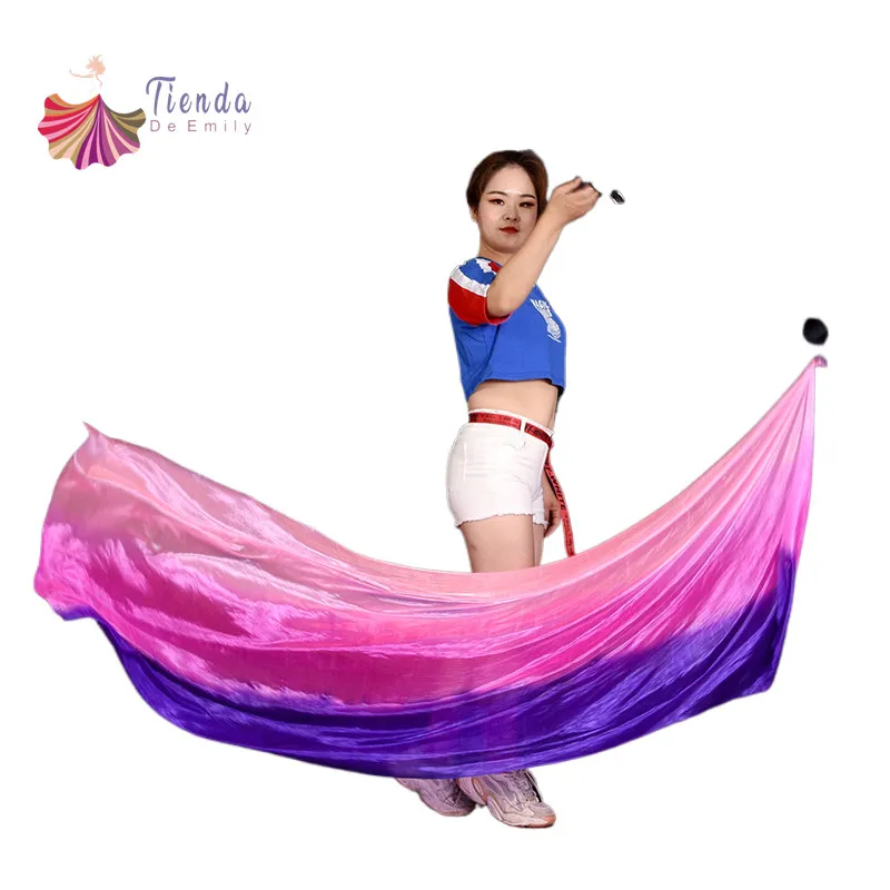 1 Pz Velo Di Seta + 1 Pz Poi Catena Palla Donne Danza Del Ventre Velo Di Seta Poi Streamer Stage Prpos Colorato Hadmade Culto Bandiere Chiesa