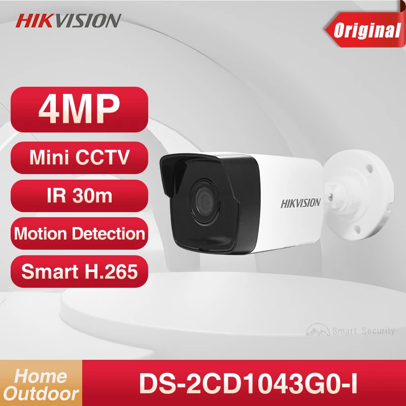 Hikvision 4Mp Mini Bullet Network Ip Camera Home Hd Security Protection Motion Detection Monitor Allarme Cellulare Ds-2Cd1043G0-I