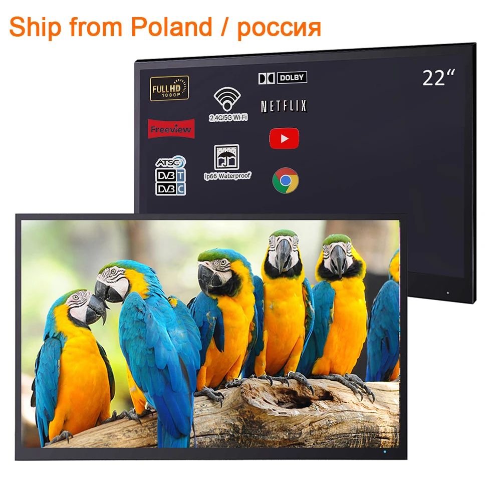Souria 22 Pollici Bagno Nero Lusso Led Smart Android Wifi Tv Decorazione Impermeabile Hotel Usato Polonia Russia Magazzino